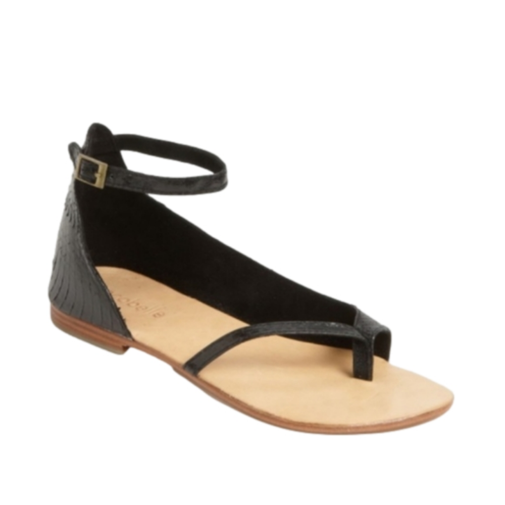 Cocobelle Ankle Sandals Black Snakeskin Leather Insole Sole Womens 10